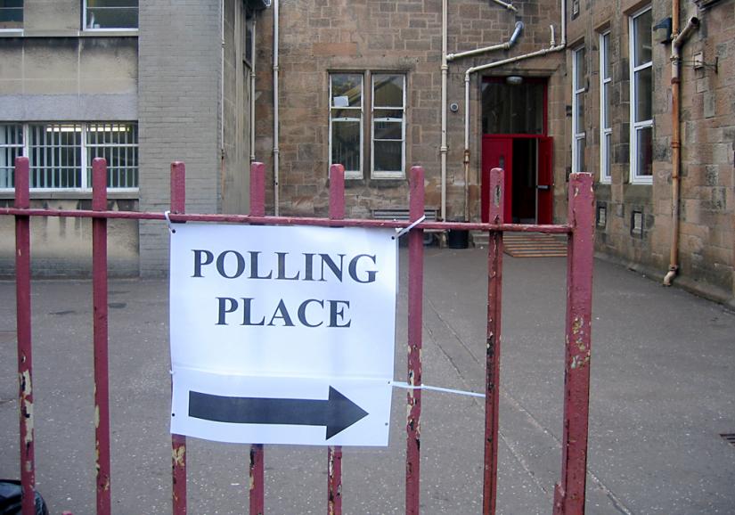 A polling place before Election Day gets underway