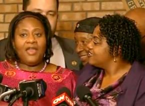 Jamie and Gladys Scott at a press conference after their release from prison