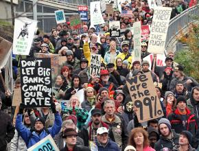 New York occupiers and supporters march on a mass day of action on November 17