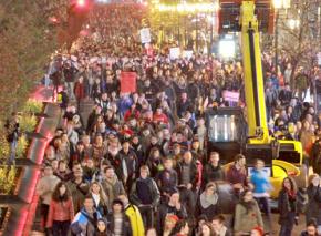 Québec students join together in a mass march on May Day