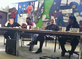 A panel of speakers at the conference on the New Jim Crow