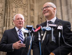 Illinois Gov. Pat Quinn (left) campaigning with running mate Paul Vallas